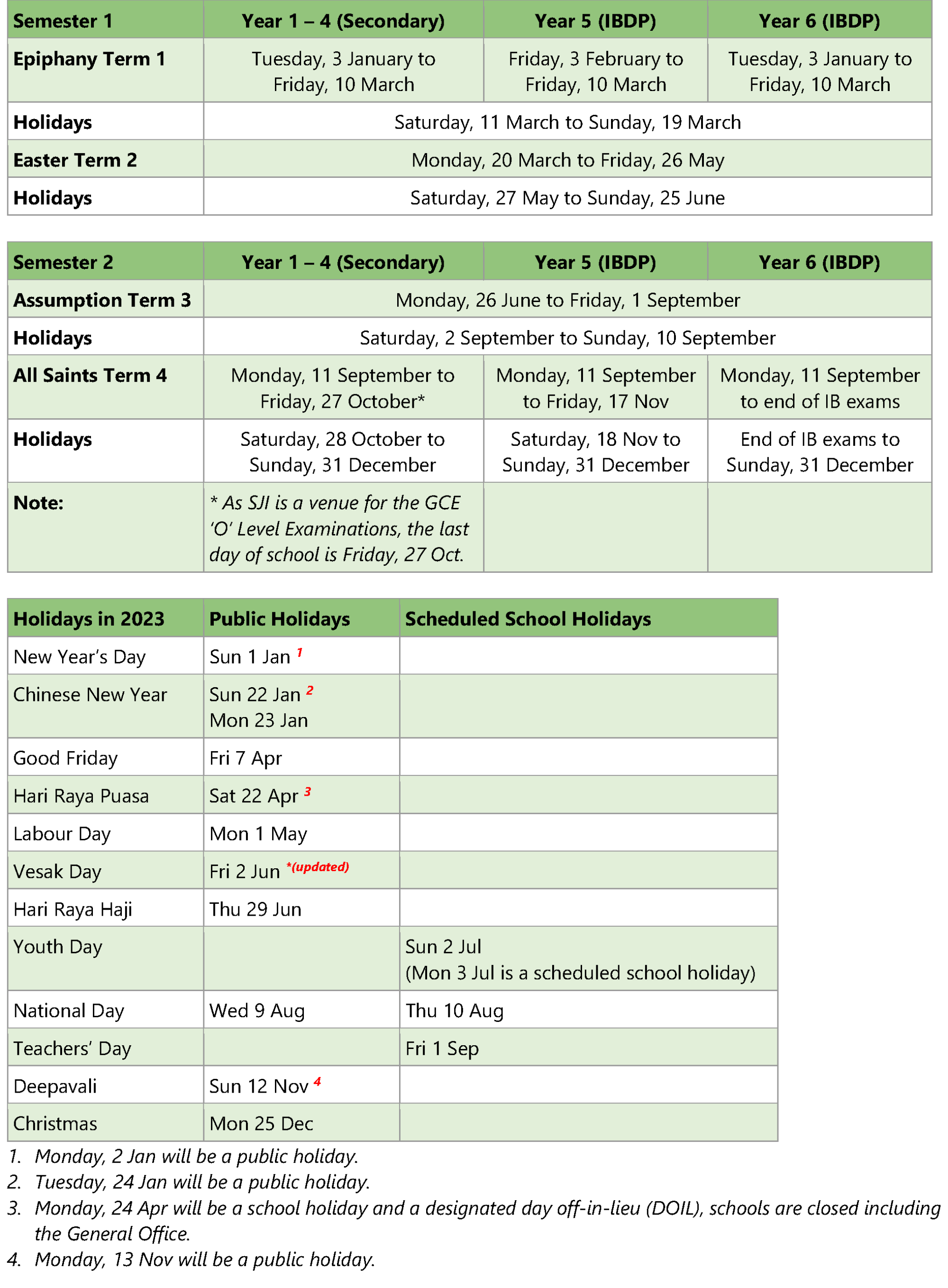 Term Dates and Holidays in 2023
